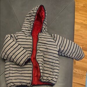 Hanna Andersson Navy Striped / Red reversible winter coat Jacket